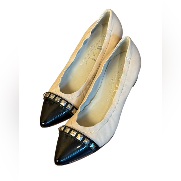 NWOB AGL Attilio Giusti Leombruni Studded Tan Black Studded Block Pumps Sz 37 - Picture 12 of 15